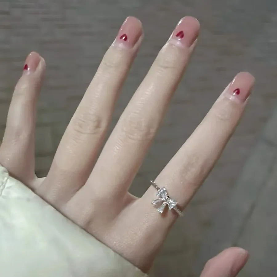 Kpop Retro Gothic Silver Color Heart Metal Ring For Women Girls Vintage Y2k Crystal Open Rings Punk Geometry Rings Party Jewelry